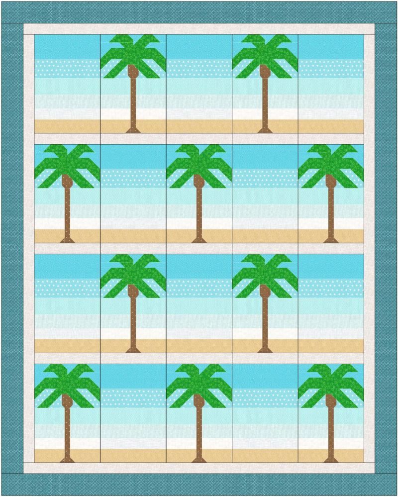 palm tree quilt with ocean
